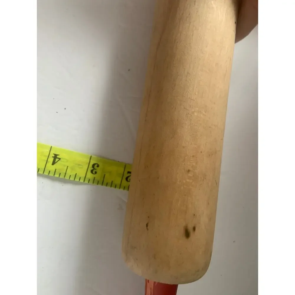 Vintage Wooden Rolling Pin Missing Paint on One Handle and All Gone on Other
